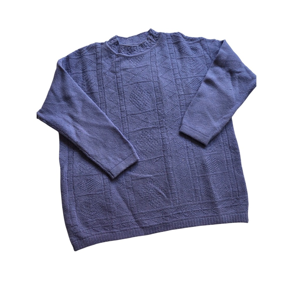United Colors of Benetton Chunky Knit Periwinkle Purple Sweater Unisex Vintage M